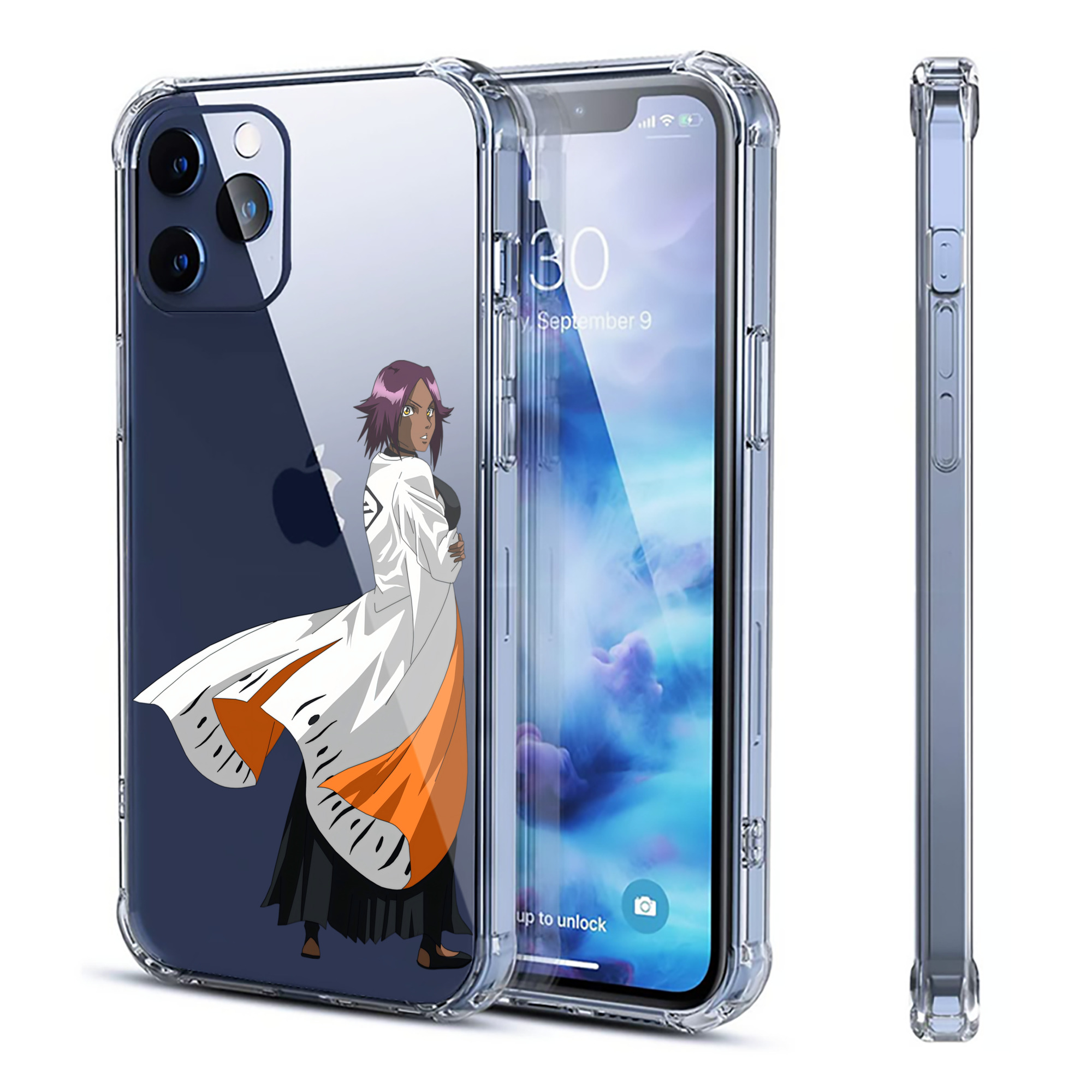 （画像用） ブリーチ 四楓院 夜一（しほういん よるいち） BLEACH Shihouin Yoruichi 【iPhone 12シリーズ対応】透明スマホケース（クリアソフトケース）